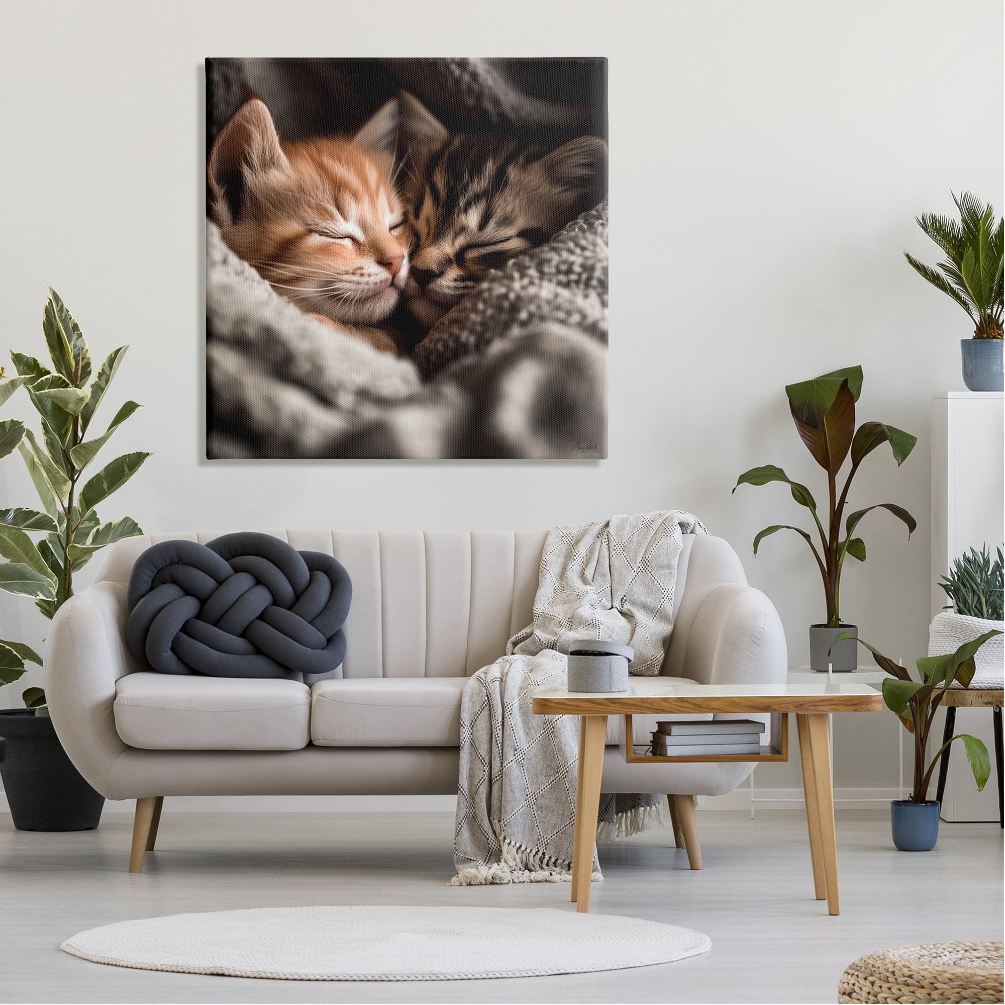 Stupell Industries Cuddling Kittens Portrait Animals & Insects Painting Gallery Wrapped Canvas Art Print Wall Art, 36 x 36