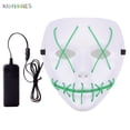 thumbnail image 3 of BadPiggies Halloween Glow Mask LED Light Up Scary Masks The Purge Movie Festival Costume Luminous with Batteries (Green), 3 of 5