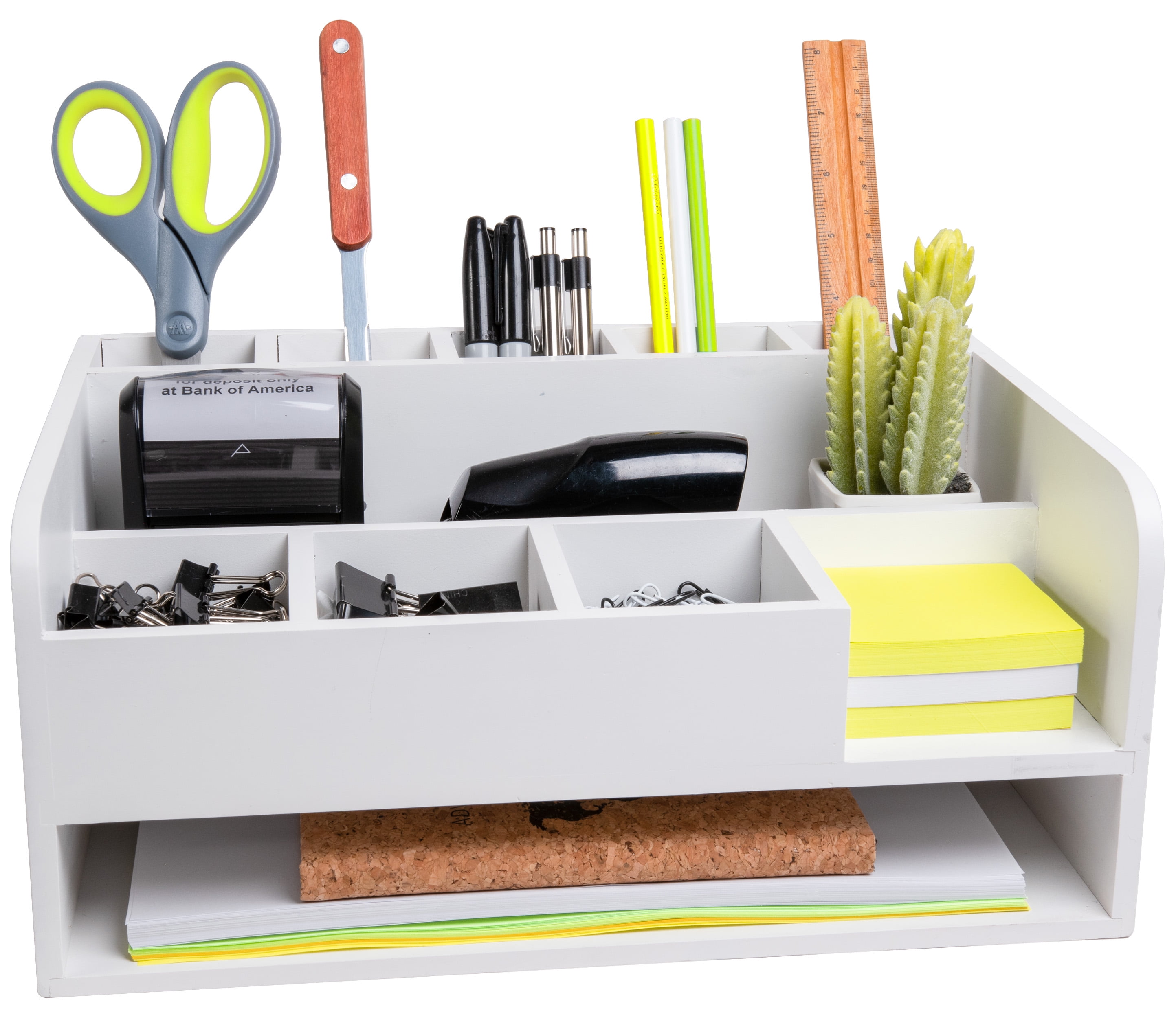 MissionMax White Desk Organizer with File Tray and Compartments for ...