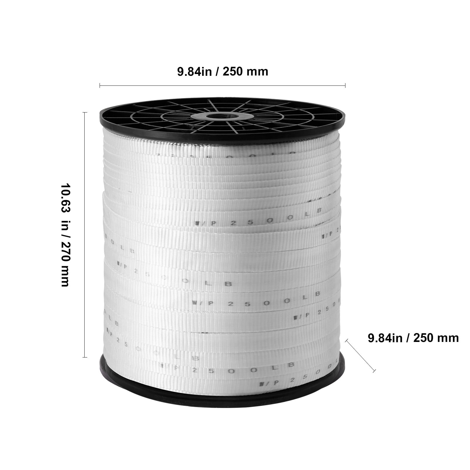 KFFKFF Polyester Pulling Tape, 3/4 inch by 1053 feet Flat Mule Tape, 2500 lbf Strength, Marked Webbing for Cable Pulls, Packing, Gardening, Electrical & Conduit Tasks, White