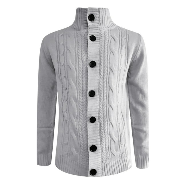 PMUYBHF Homme 3TG Vestes pour Hommes Hommes Automne et Hiver Uni Fermeture Chaud Cardigan Manteau Tricoté m