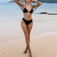thumbnail image 4 of Sexy Fishnet Bodysuits Lingerie for Women 3/4 Sleeve Naughty Hollow See Through Stockings Mesh Erotic Nightwear, 4 of 5