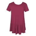 thumbnail image 4 of Womens T Shirt Ruched Loose Short Sleeve Crew Neck Solid Print Top Daily Wear Women Graphic Tees L, 4 of 4