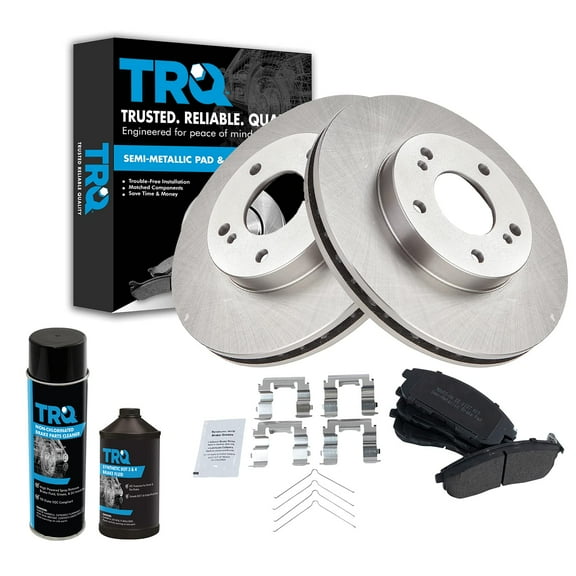 TRQ Front Metallic Brake Pad & Rotor Kit w/Fluids for Nissan Maxima Infiniti I30 BKA16598