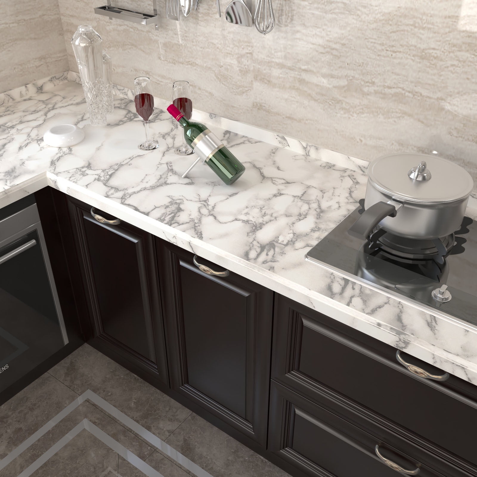 Purple Contact Paper 15.7x78 Inches - Glossy Peel And Stick Wallpaper For Kitchen Countertops & Cabinets