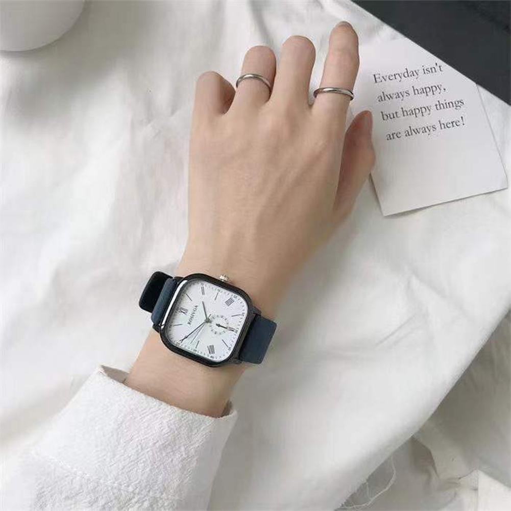 Fashion Black White Leather Belt Simple Men Women Watch Trendy Square Large B2Y1 Walmart