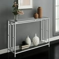 thumbnail image 3 of Zimtown Modern Glass Entryway Console Sofa Table with Shelves, Living Room Side Table for Hallway Bedroom Office, Sturdy Metal Frame, Square Pattern, 3 of 8