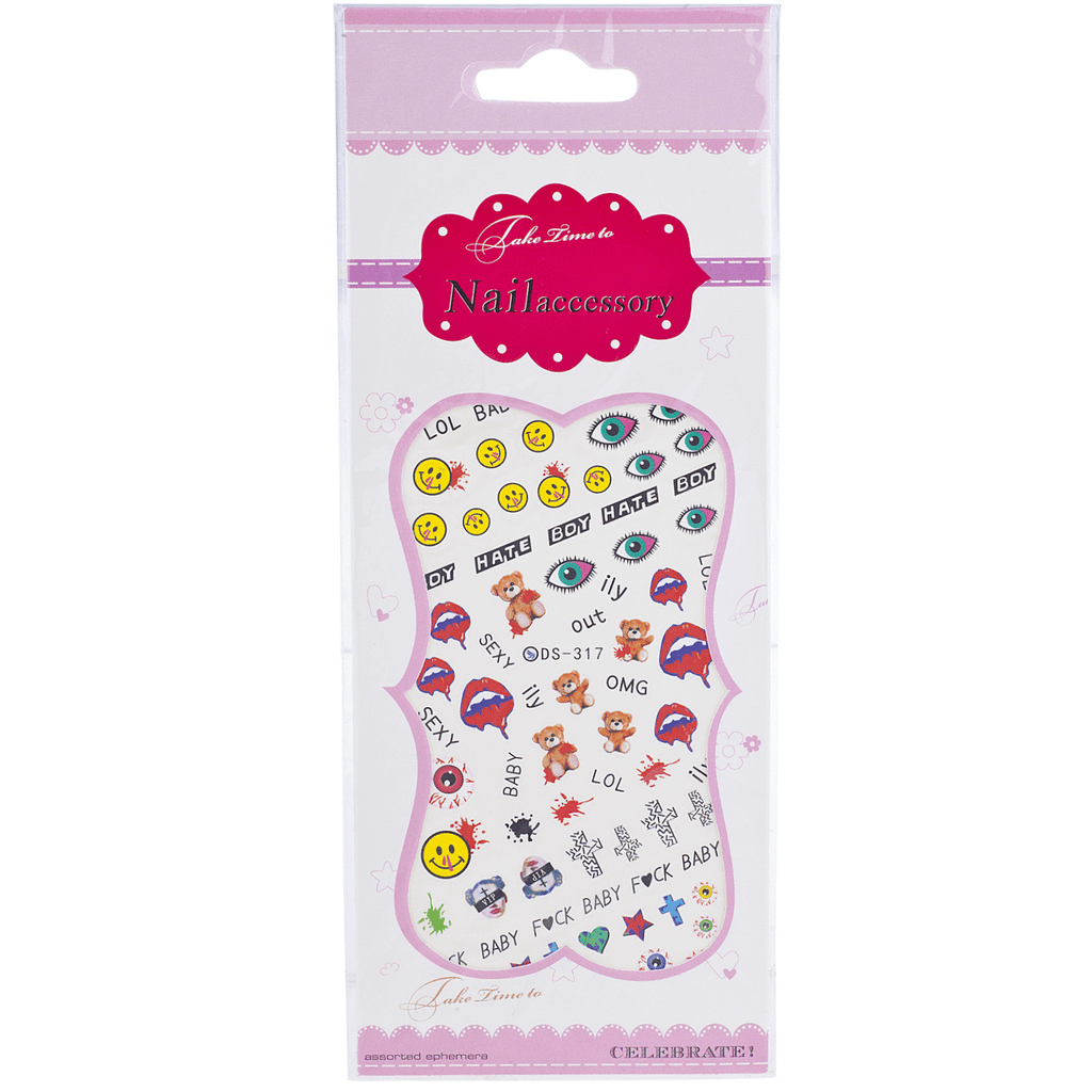 Lux Accessories Emoji Smiley Fun Nail Art Nail Stickers Nail Decal 3D