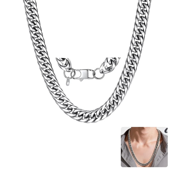 U7 Chunky Miami Cuban Link Chain for Men Women 12MM Wide 22 Inch Stainless Steel Franco Curb Necklace Punk Rapper Birthday Father's Day Jewelry Gift for Him Son Husband