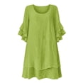 thumbnail image 5 of IUYRTFE Women's Summer Boho Peasant Dress with Tie Neck and Ruffle Hem 3/4 Sleeve Flowy Midi Dress, 5 of 5