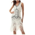 thumbnail image 1 of EGNMCR Robes de Soirée pour Femmes, Robes Formelles pour Femmes, Robe à Col Rond Sans Manches à Paillettes avec Franges et Pompons pour le Printemps et l'Été pour Femmes, Robe de Fête, Banquet, Danse, Robe Courte, Robe pour Femmes, 1 of 2