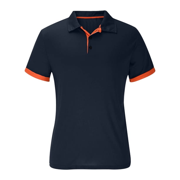 Blusa y camisa de manga corta con cuello vuelto Imprescindible de verano Camisa de manga corta con dobladillo de color en contraste Tops casuales para hombre cómodos y transpirables Top para hombre