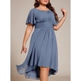 thumbnail image 4 of Vestido de cóctel Ever-Pretty Plus con cuello en V de chifón azul empolvado, 4 of 6