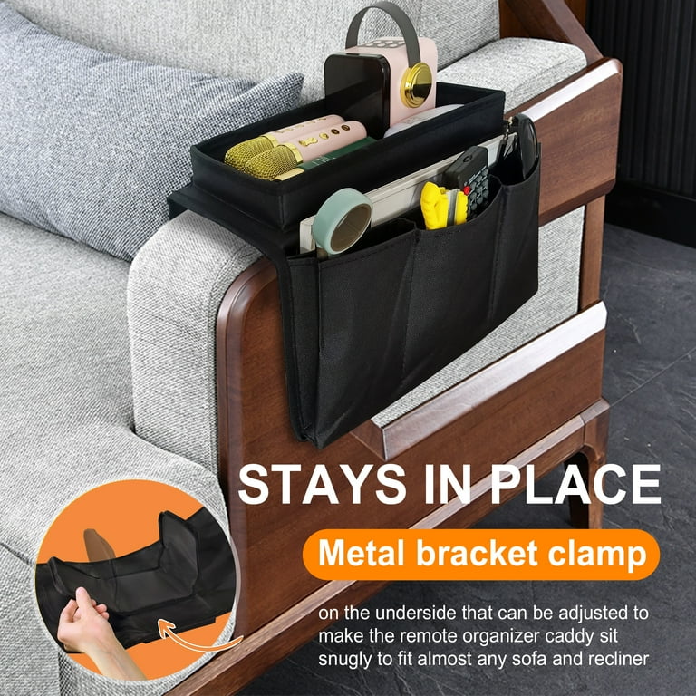 Kusmil Armchair Organizer with Cup Holder Couch Caddy Bedside Storage for Cellphone Tablet Books Walmart