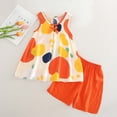 thumbnail image 2 of JUMEYU Cute Summer Pjs for Girls Pajamas Summer Boys and Girls Cartoon Thin Lapel Short Sleeved Pajamas Set 5T 6T (Orange,5-6 Years), 2 of 4
