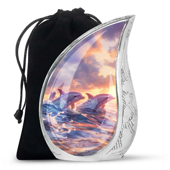 Dolphin Urn - Large Urn For Ashes Adult Male - Cremation Urns For Human Ashes - Funeral Urns For Adult Ashes Women - Memorial Urns For Human Ashes Keepsake - Human Urns For Ashes - Burial Urn -10Inch