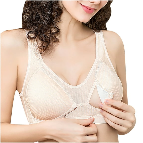 gakvov Sleeping Nursing Bras for Womens Wirefree Breastfeeding Women Feeding plus size Maternity Bras No Underwire Bra Button Front Openable Breathable Underwear Pregnant Comfy Bralette