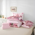 thumbnail image 5 of 7 Pcs Pink Castle Print Bed in a Bag, Cute Cartoon Castle Decor Bedding Queen Size Princess Themed Decor Bedding Set with Comforter Romantic Themed Bed Set, Rustic Flowers Sheet Set, 5 of 5