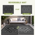 thumbnail image 2 of KUETH 8' x 10' Outdoor Rug Waterproof for Patio Carpet Plastic Reversible Straw Outdoor Rug for Camping Picnic Geometric Mat ,Black & Gray, 2 of 6
