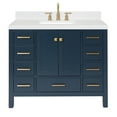 thumbnail image 2 of ARIEL Cambridge 42 Inch Midnight Blue Bathroom Vanity with Sink, Solid Wood, Carrara White Quartz Countertop, 1.5-Inch Edge, Single Rectangular Undermount Sink, 2 Soft Closing Doors, 9 Drawers, 2 of 8
