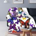 thumbnail image 2 of Colorful Butterfly Ultra Soft Cozy Flannel Blanket - Lightweight Warm Blankets - Pet Throw Blanket - for Adults Outdoor Travel, Indoor Bed Couch Sofa Room Decor All Seasons 50'''' x 60'''', 2 of 6