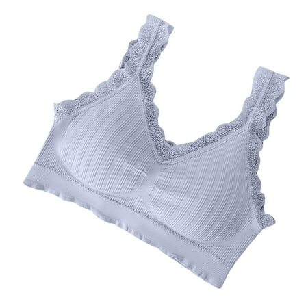 Mrat Sports Bra Tank Women s Cute Lace Bras Seamless No Underwire Comfy Bralette Sports Sleep Loungewear One Size Bras Seamless Bra Push up S-269 Light Blue One Size
