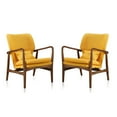 thumbnail image 1 of Manhattan Comfort Chaise d'Appoint Bradley en Lin Jaune et Noyer (Lot de 2), 1 of 2