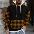 thumbnail image 2 of Momasggi Fleece Hoodies for Men Trendy Plaid Color Block Pullover Tops Long Sleeve Drawstring Hooded Sweatshirt Big and Tall Hoodie with Pockets Yellow 4XL, 2 of 6