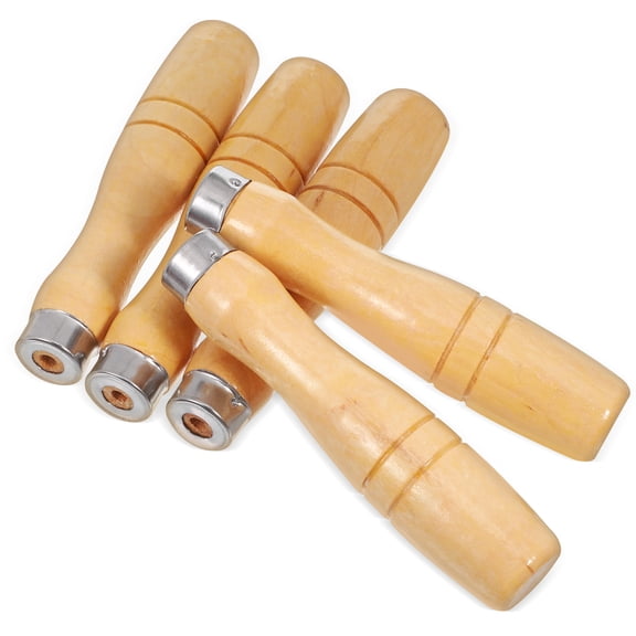 MOKKHNB Set of 5 Universal Wooden File Handles, Beige Wood, 11.3cm for Files and Rasps