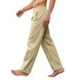 thumbnail image 3 of Inglocry Men's Casual Linen Cotton Pants Elastic Waist Summer Beach Trousers Lightweight Yoga Vacation Pants with Pockets Khaki 3XL, 3 of 5
