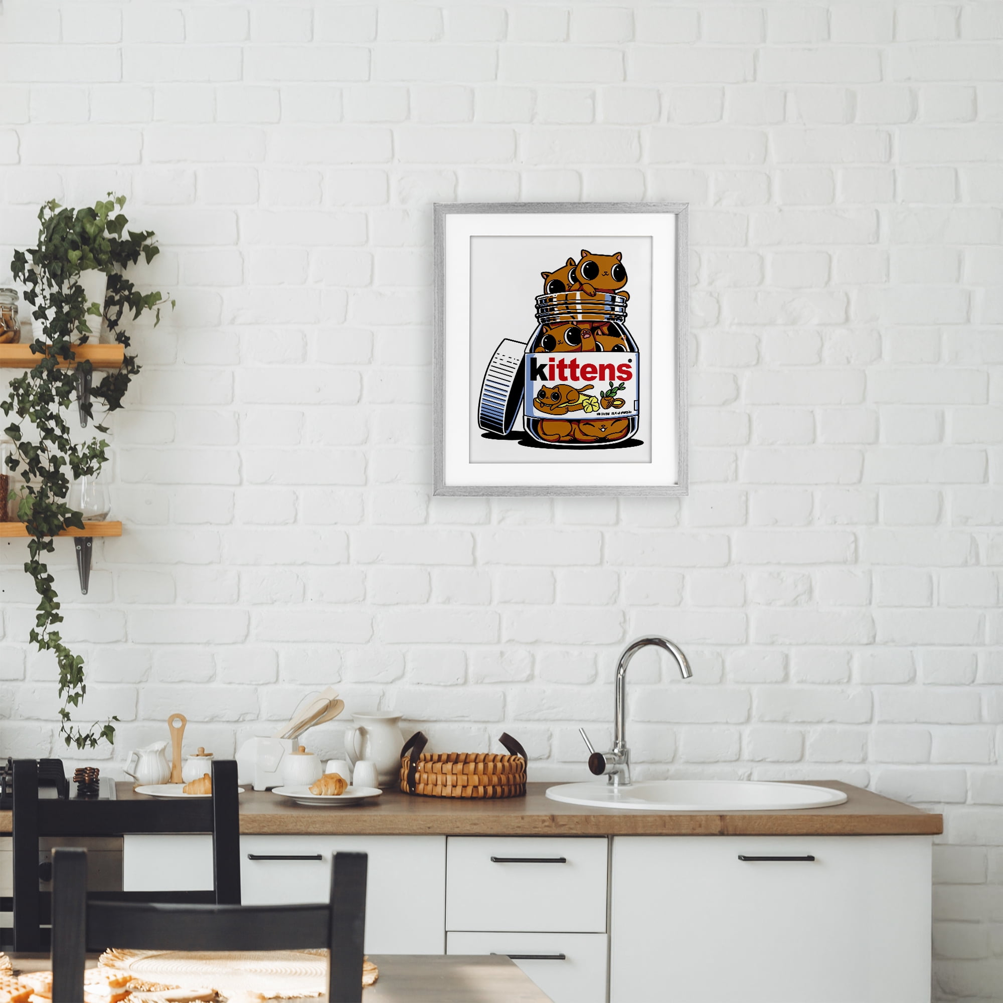 Stupell Industries Hazelnut Spread Cats Gray Framed Print Under Glass, design by Tobe Fonseca