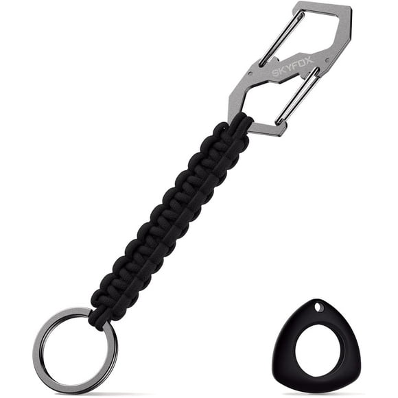 SkyFox Paracord Survival Keychain with Carabiner,Braided Lanyard Ring Hook Clip,EDC Multitool for Keys Knife Flashlight Outdoor Camping Hiking Backpack Fit Men Women