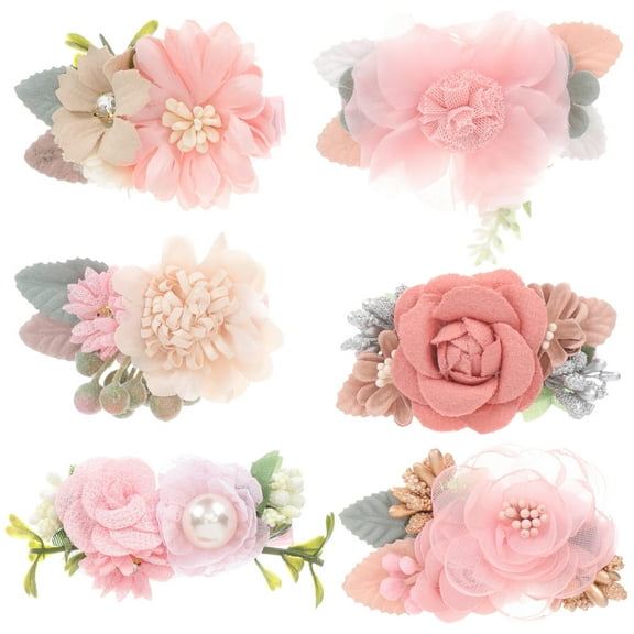 NIAIZEK 6-Pack Kids Hair Accessories Set with Bright Color Flower Hair Bows Clips and Barrettes