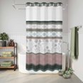 thumbnail image 6 of No Hook Shower Curtain, Grey Stripes Abstract Shower Curtains for Bathroom with See Through Top Window, Geometric Spring Flowers Country Waterproof & Washable Bath Curtain Stand Up Stall 36"x72", 6 of 9