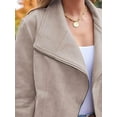 thumbnail image 4 of Women Faux Leather Jackets Suede Fall Fashion Outfits Winter Clothes Open Front Cropped Coat Outwear Apricot Color L, 4 of 8