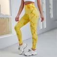 thumbnail image 3 of Gibobby Leggings de yoga para mujer Pantalones de fitness de cintura alta teñidos con para mujer Pantalones de yoga de levantamiento de cadera de me(Amarillo,M), 3 of 4