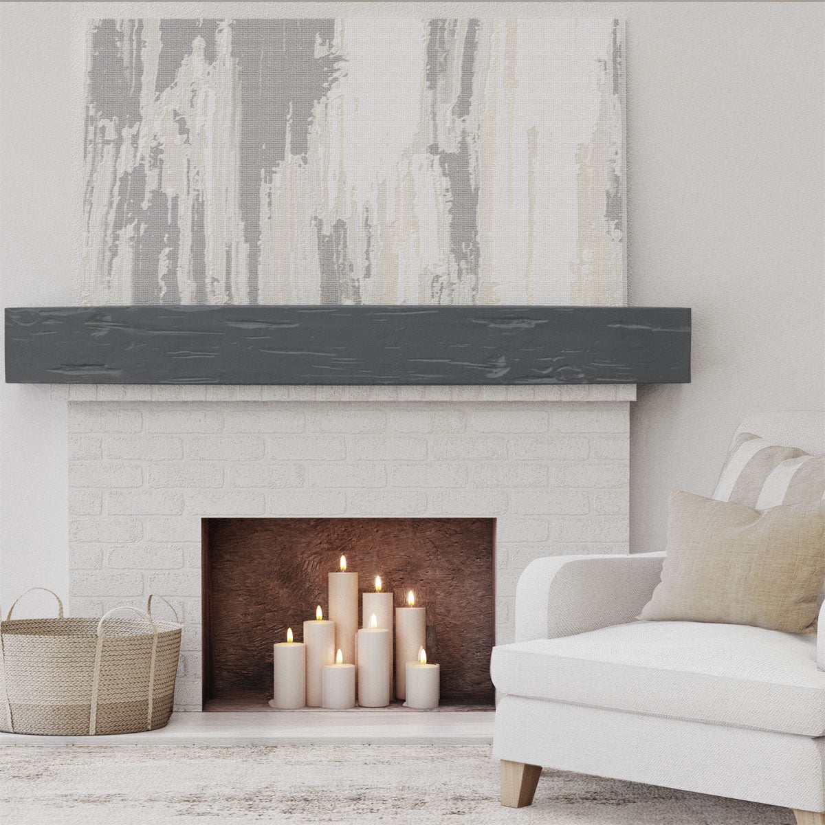 Ekena Millwork 4"H x 6"D x 36"W Pecky Cypress Faux Wood Fireplace Mantel, Aged Ash