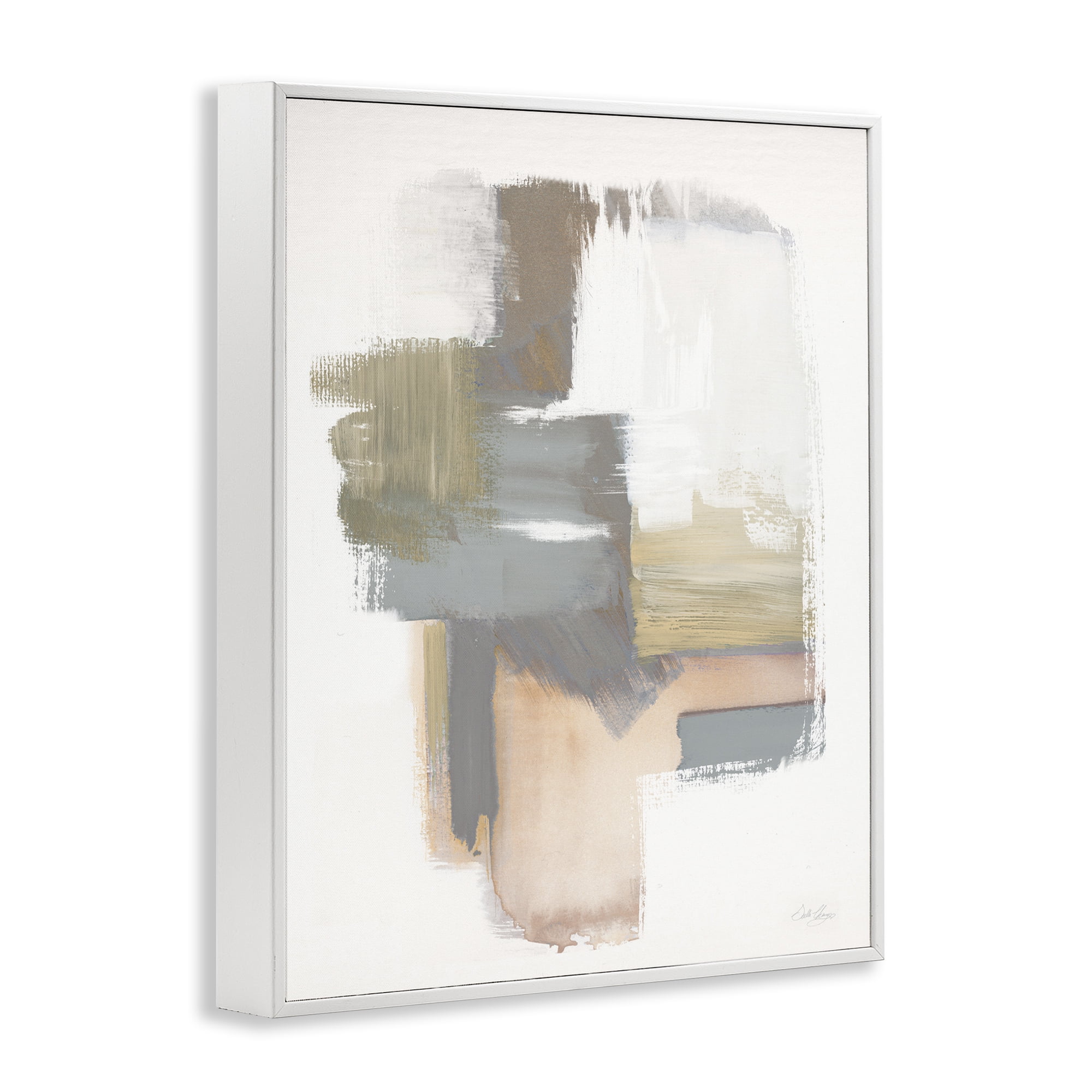 Stupell Industries Distorted Paint Strokes Abstract Painting White Framed Art Print Wall Art, 16 x 20