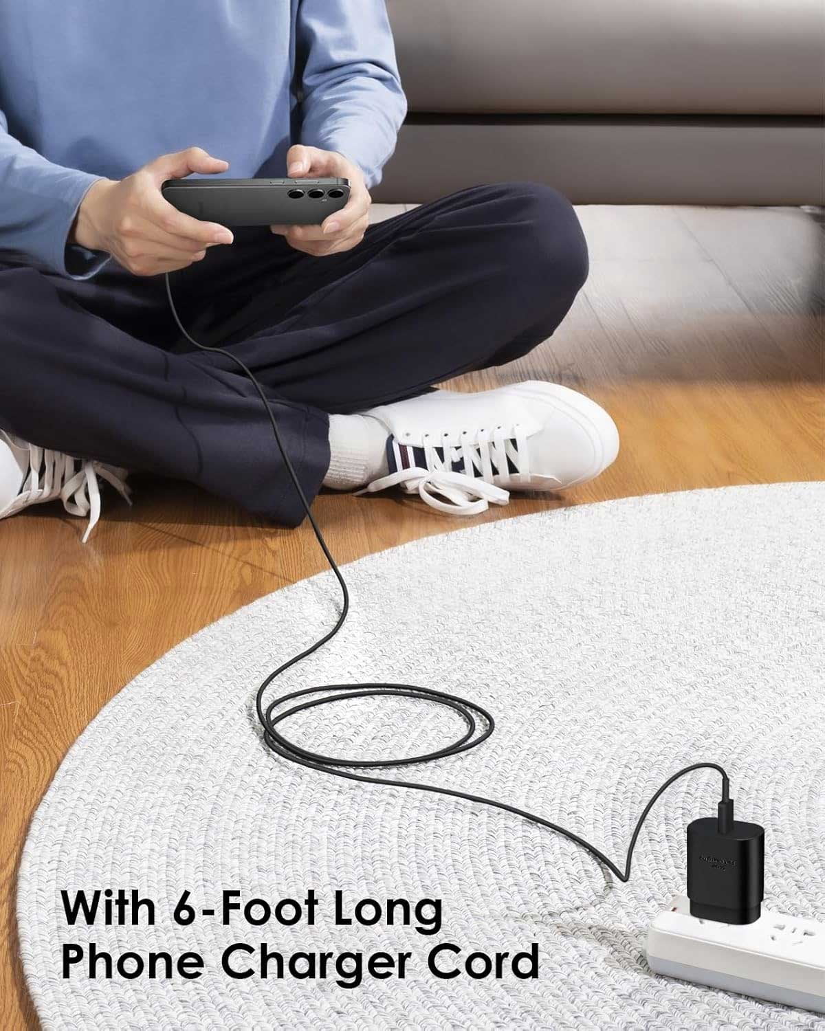 25W Fast Home Charger 6ft Long USB-C Cable for Motorola Moto G 5G (2022, 2023, 2024, 2025) Phone Models - PD Type-C Power Adapter Cord Wall AC Plug Wire