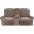 thumbnail image 2 of Housse de Causeuse Inclinable 2024 avec Console Centrale, Housse Extensible en Velours pour Fauteuil Inclinable 2 Places avec Porte-Gobelet, 2 of 10