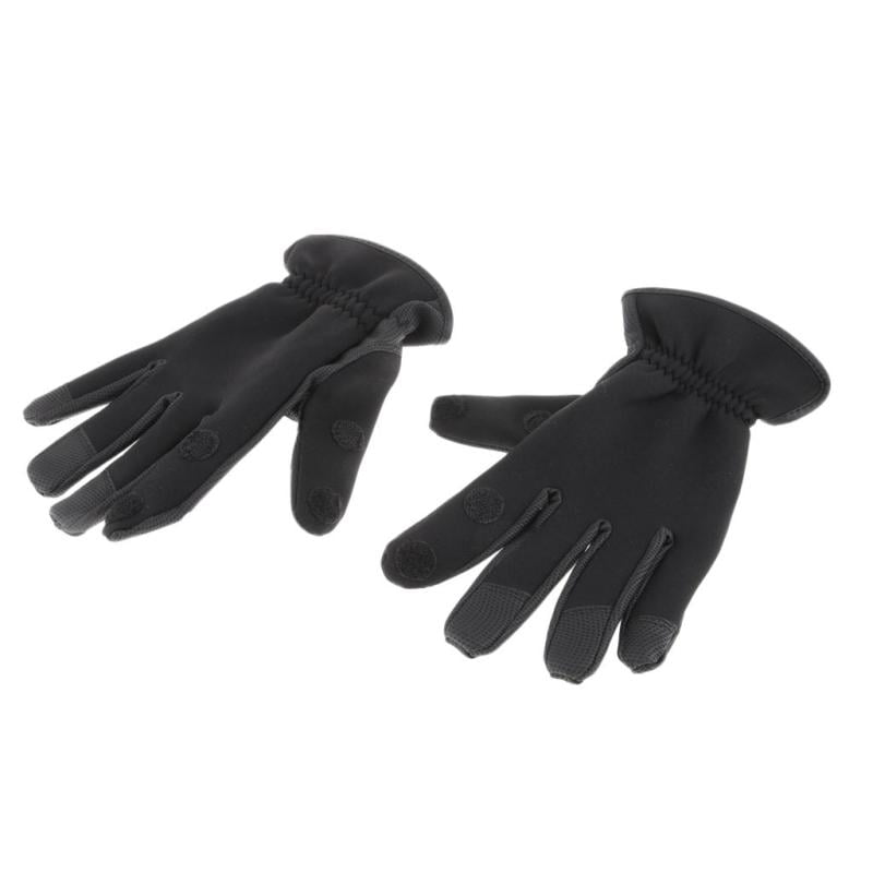1 Pair Half-Finger Sport Breathable Neoprene PU Leather Anti-Slip Fishing Gloves 