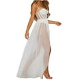 thumbnail image 3 of Women See-through Mesh Lace High Split Sheer Night Club Long Dress, 3 of 5