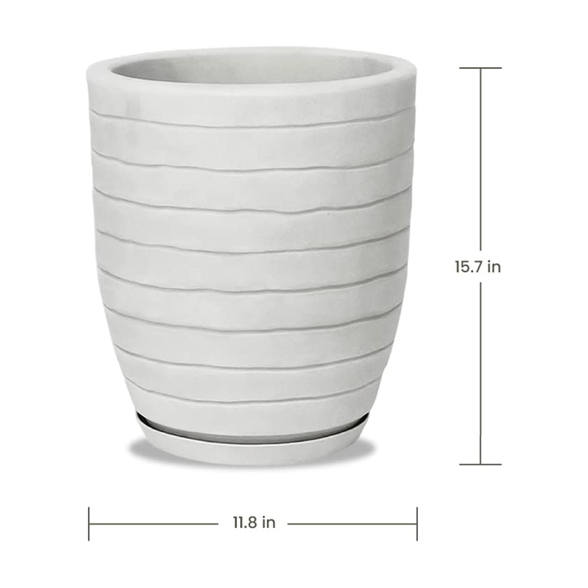 Ecobo 15.7 inches Eco-Friendly Round Pot Planter Ravina Indoor/Outdoor use, Durable, Versatile & Lightweight, Designed by Brazilian Artisans, Contemporary All-Weather Design –White