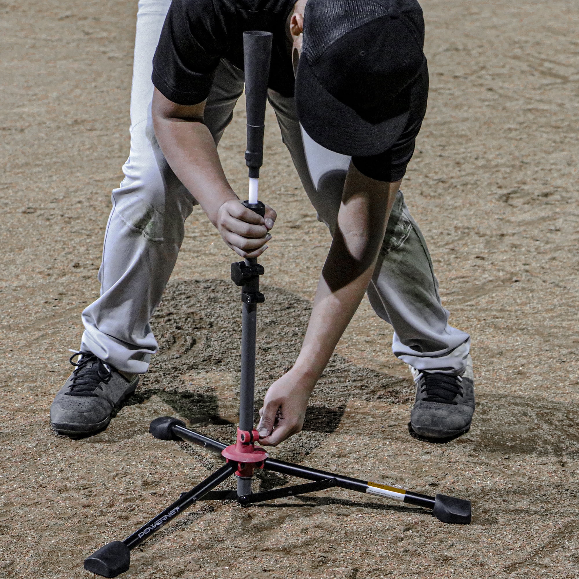 PowerNet Baseball Softball Batting Tee, Adjustable Height Baseball Tee 27.5" - 44", Portable Baseball Tees for Hitting Training, Collapsible Rubber Top Tee, Hitting Drill Coaching Aid (Deluxe Tee)