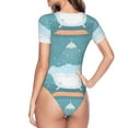 thumbnail image 3 of Uemuo Bathtub with Soap Bubbles Pattern Women's One Piece Short Sleeve Swimsuit Rash Guard Surfing Modest Quick-drying Swimsuit Beach Essentials-Small, 3 of 9
