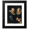 thumbnail image 2 of Michiel Jansz. Van Mierevelt 12x14 Black Modern Framed Museum Art Print Titled - Portrait of a Husband and Wife, He Holding a Tulip and Bulb, a Selection of Shells on the Shelf Below (1609), 2 of 5