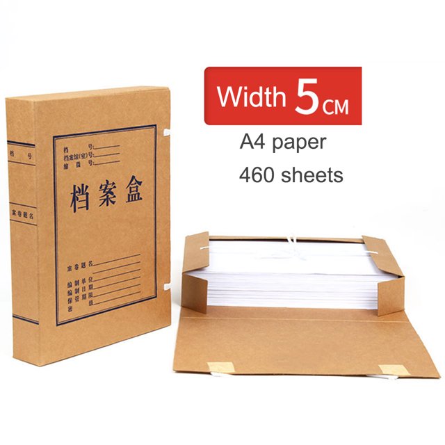 Caja de archivos A4 plegable de 5 cm Caja de almacenamiento de archivos de papel kraft de 5 cm con video plegable