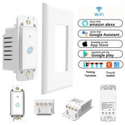 Smart Wi-Fi Light Switch, Single Pole Switch,Wireless Smartphone Remote Control Wall Light Switch,Compatible with Alexa Google Home IFTTT Android IOS from Anywhere Timing Function No Hub Required