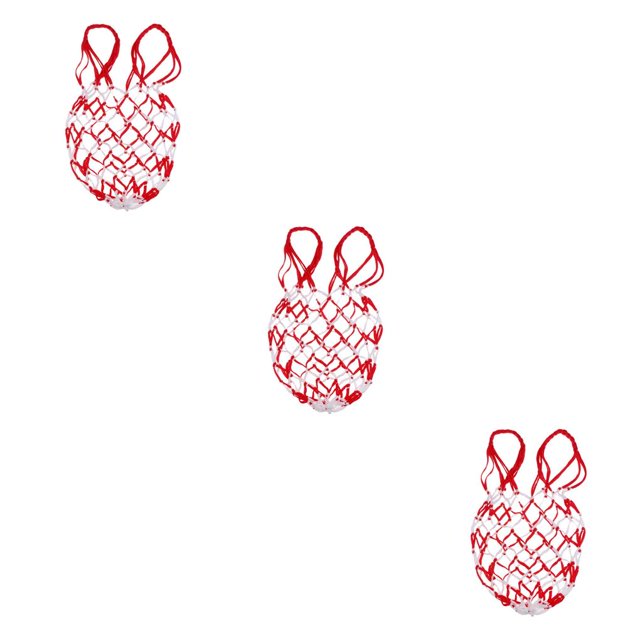 mmirethe 1/2/3/5 Basketball Ball Carry Mesh Storage Net Bag Holder Convenient and Durable White Red 3PCS