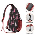 thumbnail image 3 of Sling Backpack,Black and Pink Christmas Tree Pattern Sling Bag with Water Bottle Holder,Waterproof Sling Bag for Men/Women with Headphone Jack for Hiking,Travel, 3 of 6